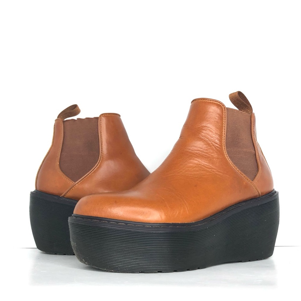 Dr Martens Aerial Chelsea Brown Leather Platform Wedge Bootie Women’s 8 Shoes - Picture 2 of 13